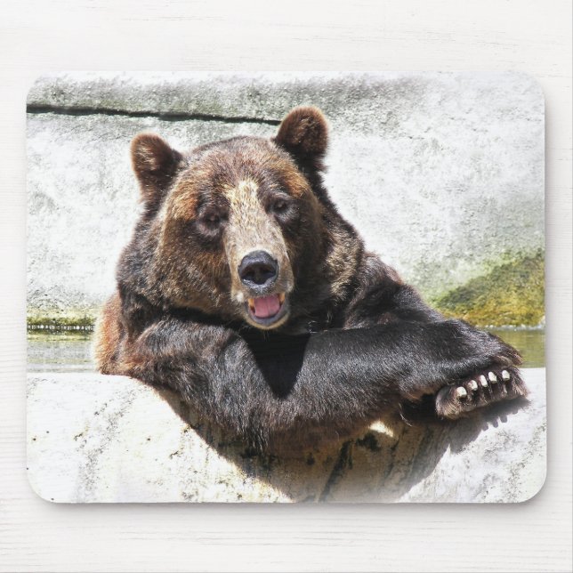 Smiling Brown Bear Mouse Pad (Front)