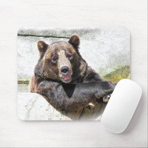 Smiling Brown Bear Mouse Pad