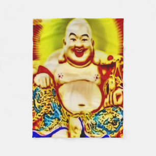 Smiling Buddha Airbrush Art Fleece Blanket