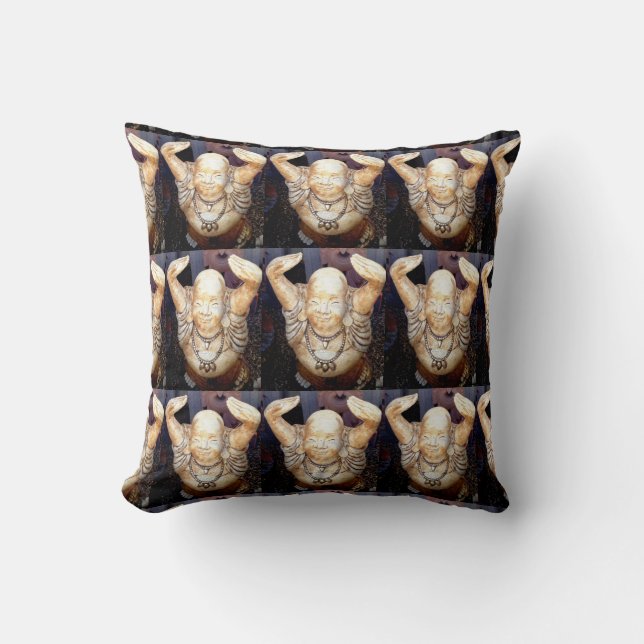 smiling buddha brown pillow (Front)
