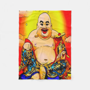 Smiling Buddha Graphic Art Fleece Blanket