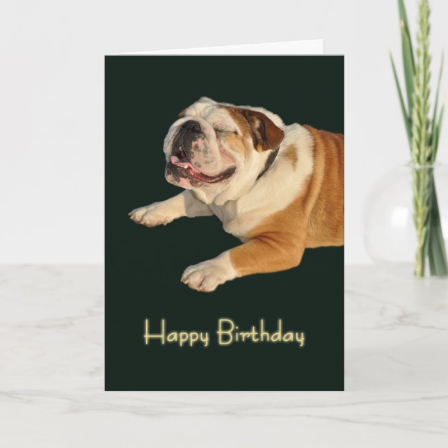 Smiling Bulldog Birthday Card (Front)