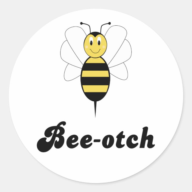 Smiling Bumble Bee Bee-otch Sticker (Front)