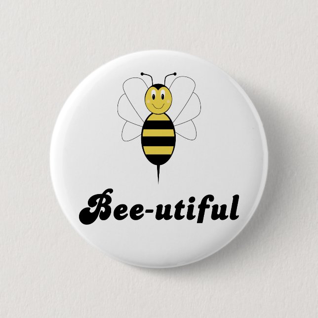 Smiling Bumble Bee Bee-utiful Button (Front)