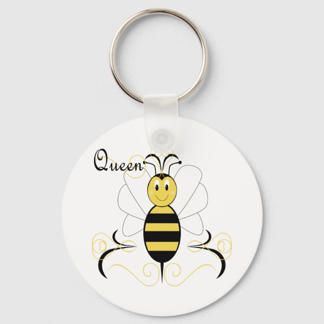 Smiling Bumble Bee Queen Bee Keychain (Front)