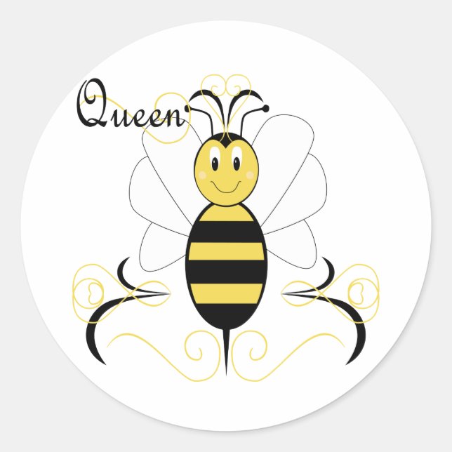 Smiling Bumble Bee Queen Bee Sticker (Front)