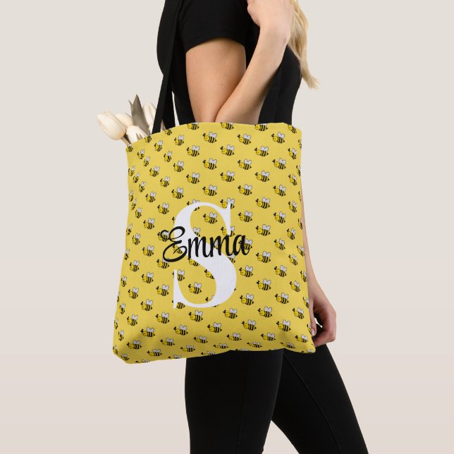 Smiling Bumblebee Signature  Tote Bag (Close Up)