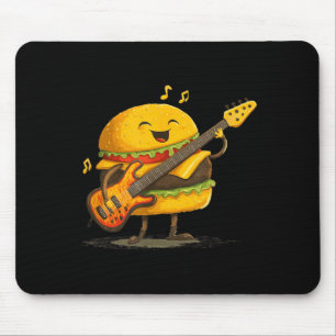 Smiling Burger with Guitar for Fast Food Rocker Mouse Pad