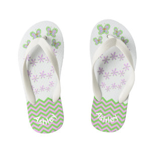 Smiling Butterfly Garden Zigzags Custom Kid's Thongs