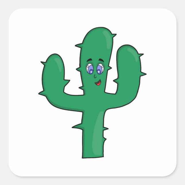 Smiling Cactus Square Sticker (Front)