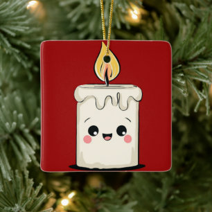 Smiling Candle Christmas Ornament – Cozy Minimal