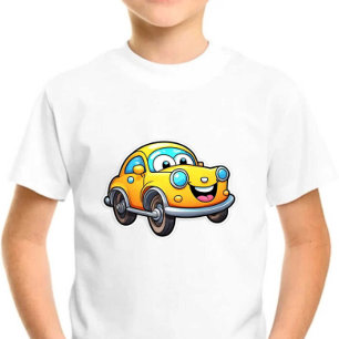 Smiling Car Print Modern Cute Kids Baby T-Shirt