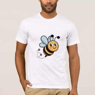 Smiling Cartoon Bee with Flowers T-Shirt