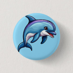 Smiling Cartoon Dolphin 3 Cm Round Badge