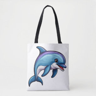 Smiling Cartoon Dolphin Tote Bag