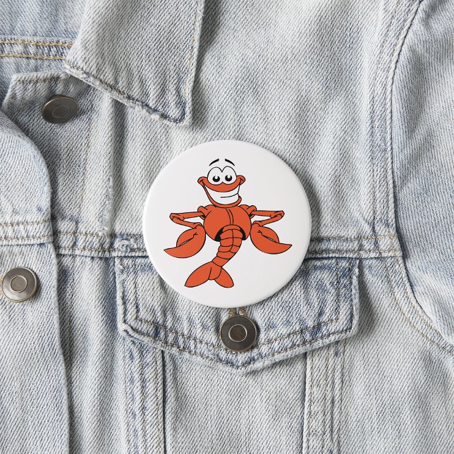 Smiling Cartoon Lobster Character 7.5 Cm Round Badge (Creator Uploaded)