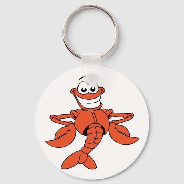 Smiling Cartoon Lobster Character Key Ring (Front)