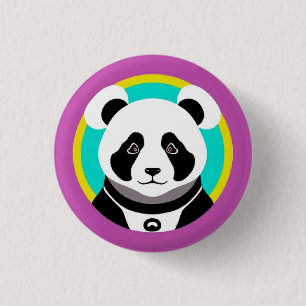 Smiling Cartoon Panda Bear in a Circle 3 Cm Round Badge
