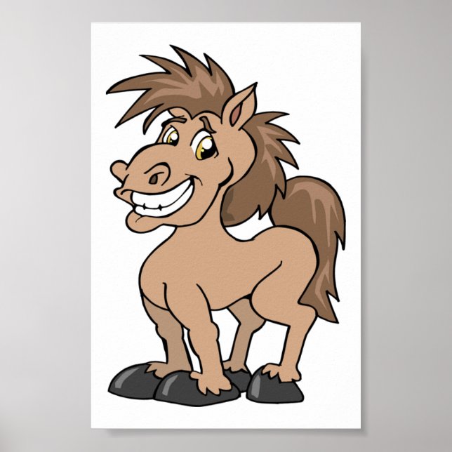 Smiling Cartoon Pony Silly Horse Equine Theme Poster (Front)