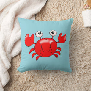 Smiling Cartoon Red Crab Illustration Cushion