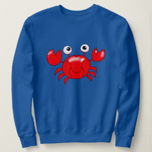 Smiling Cartoon Red Crab Illustration Sweatshirt
