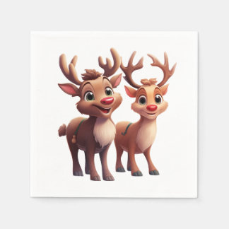 Smiling Cartoon Reindeer Napkin