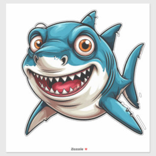 Smiling Cartoon Shark Swimming Underwater