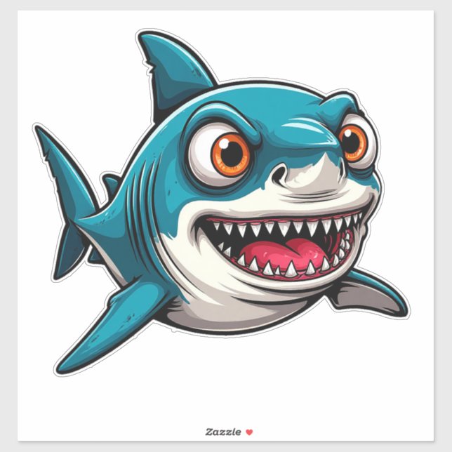 Smiling Cartoon Shark Swimming Underwater (Sheet)