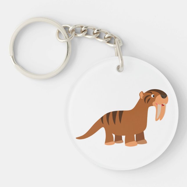 Smiling Cartoon Thylacosmilus Acrylic Keychain (Front)