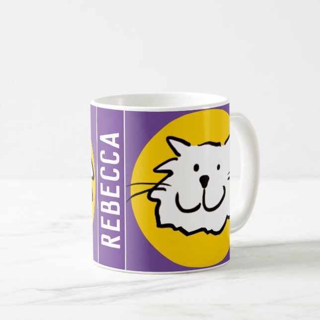 Smiling Cat Face Coffee Mug (Front Right)