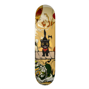 Smiling cat Halloween  skateboard deck