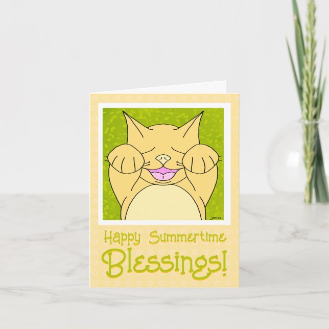Smiling Cat Happy Summertime Thinking Of You  Card (Front)