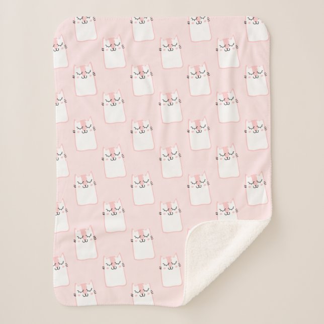 Smiling Cat Sherpa Blanket (Front)