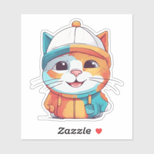 Smiling Cat Wearing Hat Clipart-78199