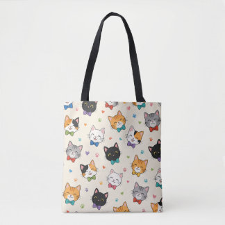 Smiling cats in bow ties tote bag