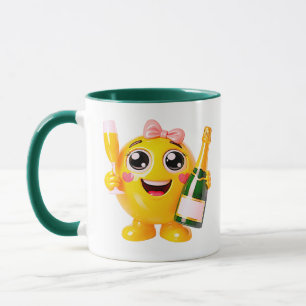 Smiling Champagne Emoji Character Mug