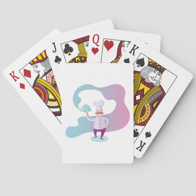 Smiling Chef with Moustache and Serving Tray  Playing Cards (Back)