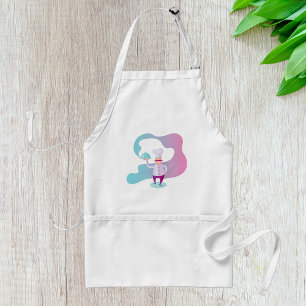 Smiling Chef with Moustache and Serving Tray  Standard Apron
