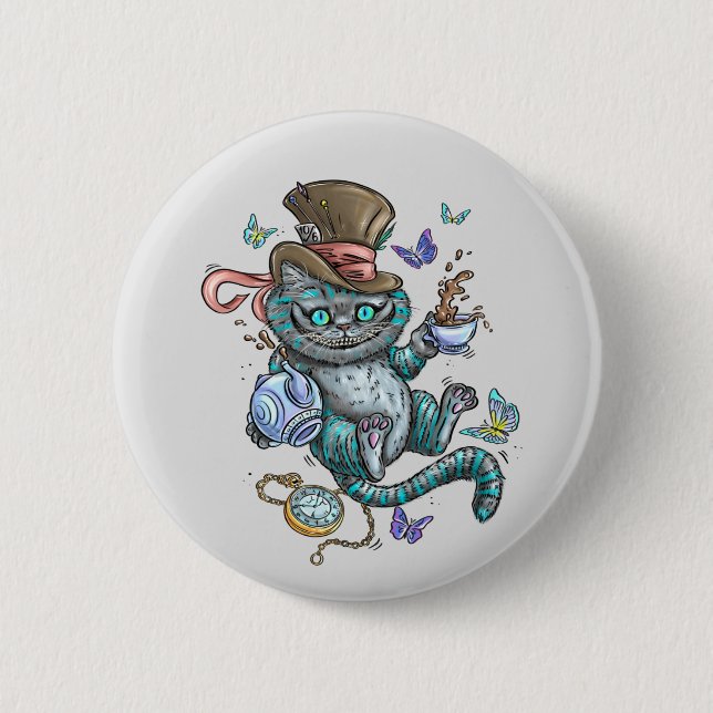 Smiling Cheshire Cat  6 Cm Round Badge (Front)