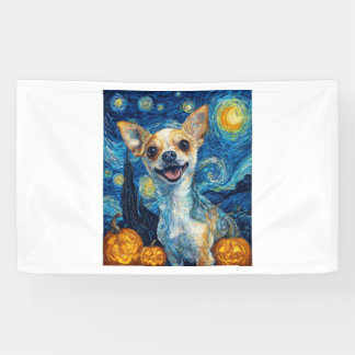 smiling chihuahua dog starry night by Van Gogh fin Banner
