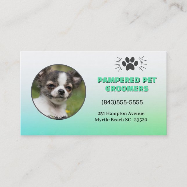 Smiling Chihuahua Pet Groomer Business Card (Front)