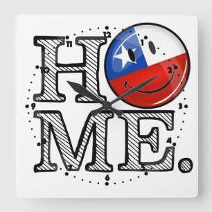 Smiling Chilean Flag Housewarming Square Wall Clock