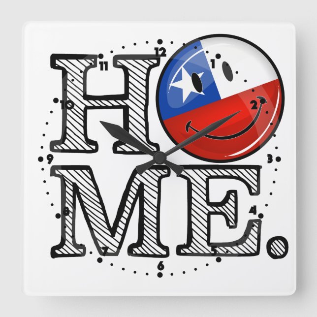 Smiling Chilean Flag Housewarming Square Wall Clock (Front)