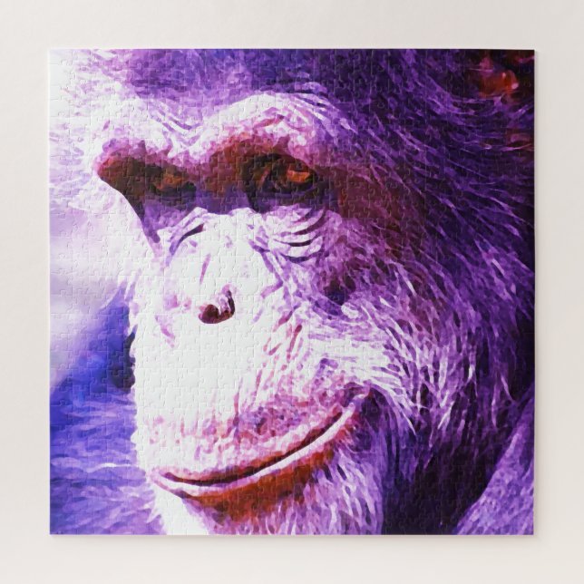 Smiling Chimpanzee Wild Animals Art Jigsaw Puzzle (Vertical)