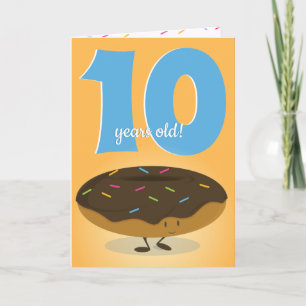 Smiling Chocolate Frosted Doughnut Sprinkle Birthd Card