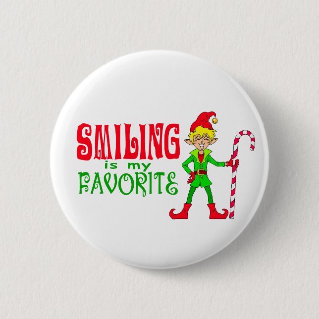 Smiling Christmas Elf 6 Cm Round Badge (Front)