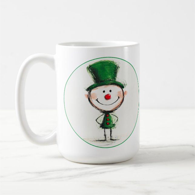 Smiling Christmas Elf Cusstomized Coffee Mug (Left)