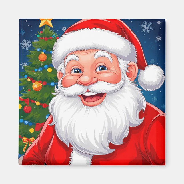 Smiling Christmas Santa Claus in Red Hat Magnet (Front)