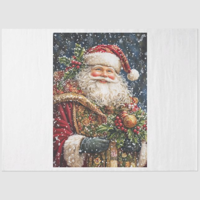 Smiling Christmas Santa Tissue Paper (Front)