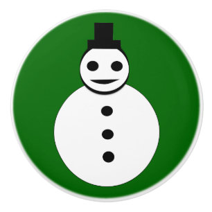 Smiling Christmas Snowman Ceramic Knob